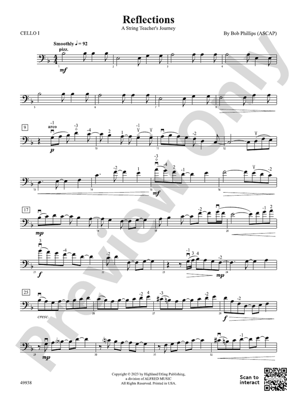 Reflections Cello Cello Part Digital Sheet Music Download