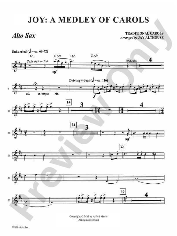 Joy: A Medley of Carols: E-flat Alto Saxophone