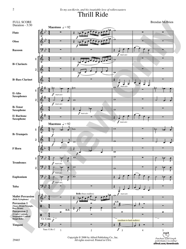 Thrill Ride Concert Band Conductor Score & Parts Brendan McBrien Digital Sheet Music Download