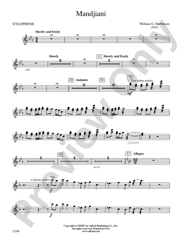 Mandjiani Xylophone Xylophone Part Digital Sheet Music Download