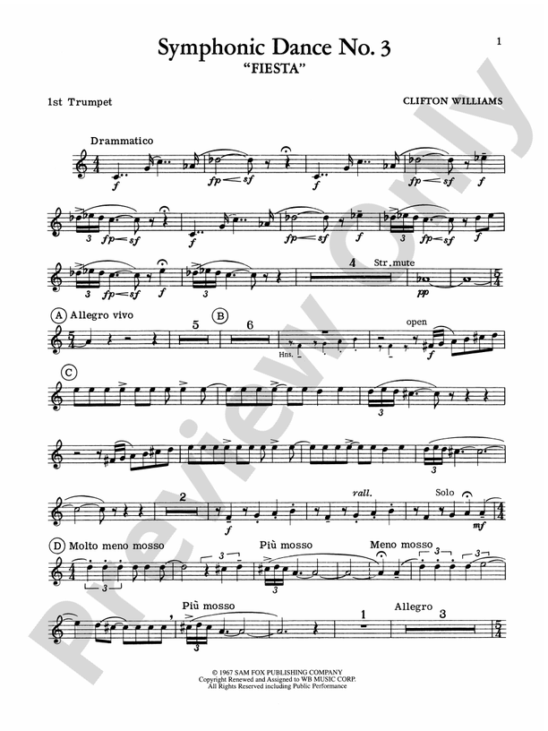 Symphonic Dance No. 3 ("Fiesta") 1st Bflat Trumpet 1st Bflat