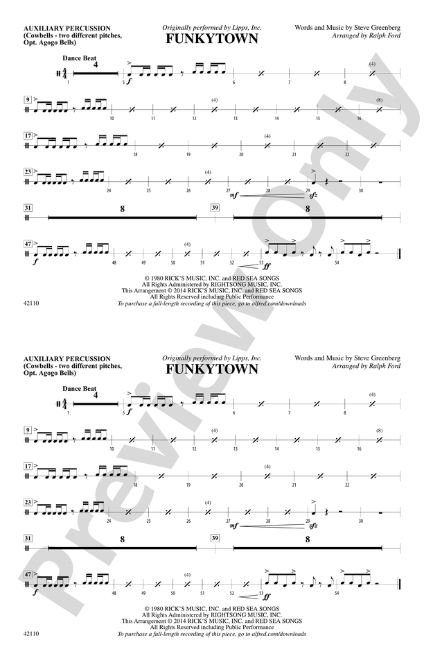 Funkytown: Auxiliary Percussion