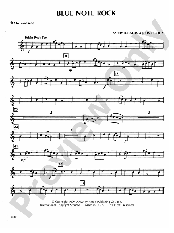 Blue Note Rock Eflat Alto Saxophone Eflat Alto Saxophone Part