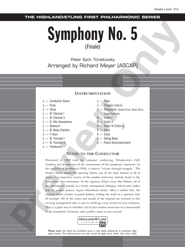 Symphony No. 5: Score: Full Orchestra Score - Digital Sheet