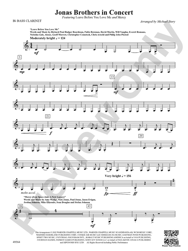 Jonas Brothers in Concert Bflat Bass Bflat Bass