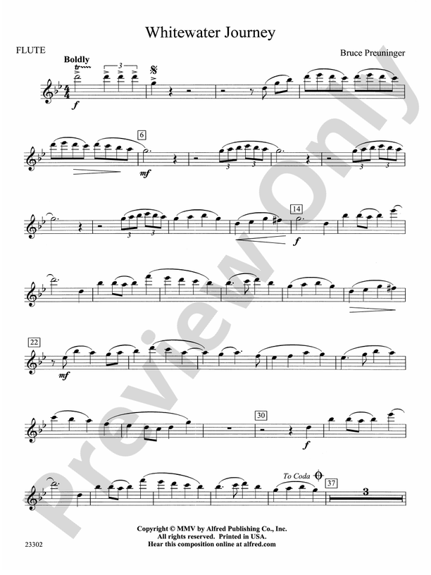 White Water Journey Flute Flute Part Digital Sheet Music Download
