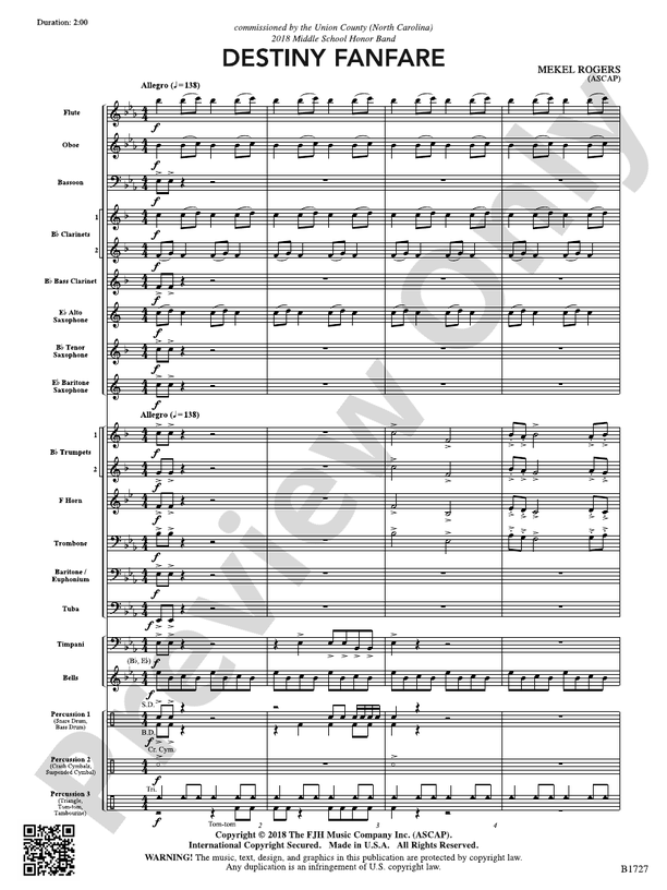 Asia 4CD「Fanfare For The Reuniont」 Destiny Fanfare: Score: Concert Band Score: Mekel Rogers