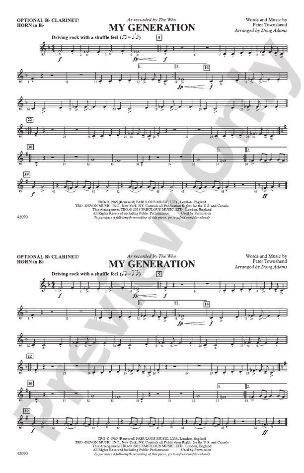 My Generation: Optional Bb Clarinet/Horn in Bb