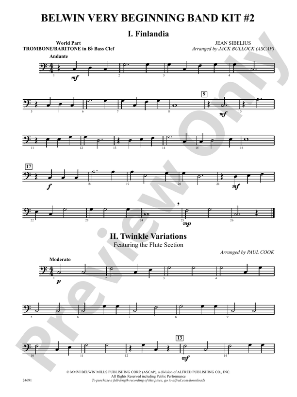 Belwin Very Beginning Band Kit #2: (wp) 1st B-flat Trombone B.C.