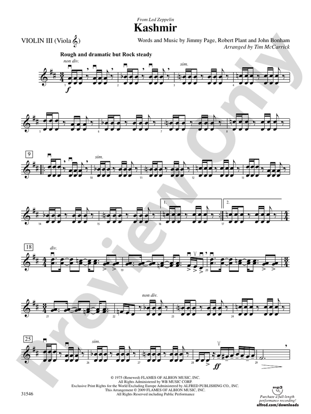 Kashmir 3rd Violin (Viola [TC]) 3rd Violin (Viola [TC]) Part