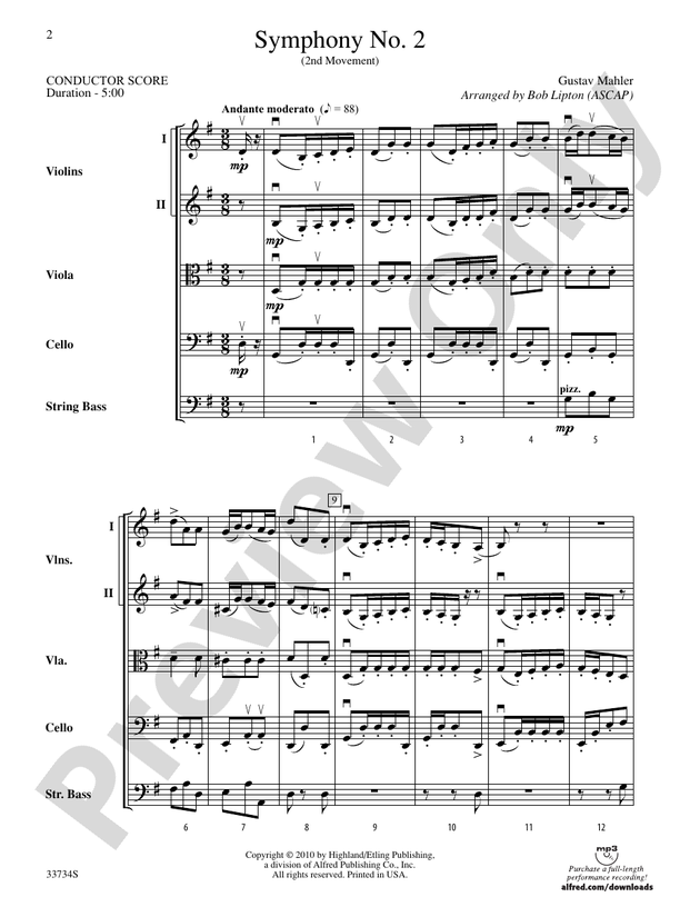 Symphony No. 2 (2nd Movement): Score