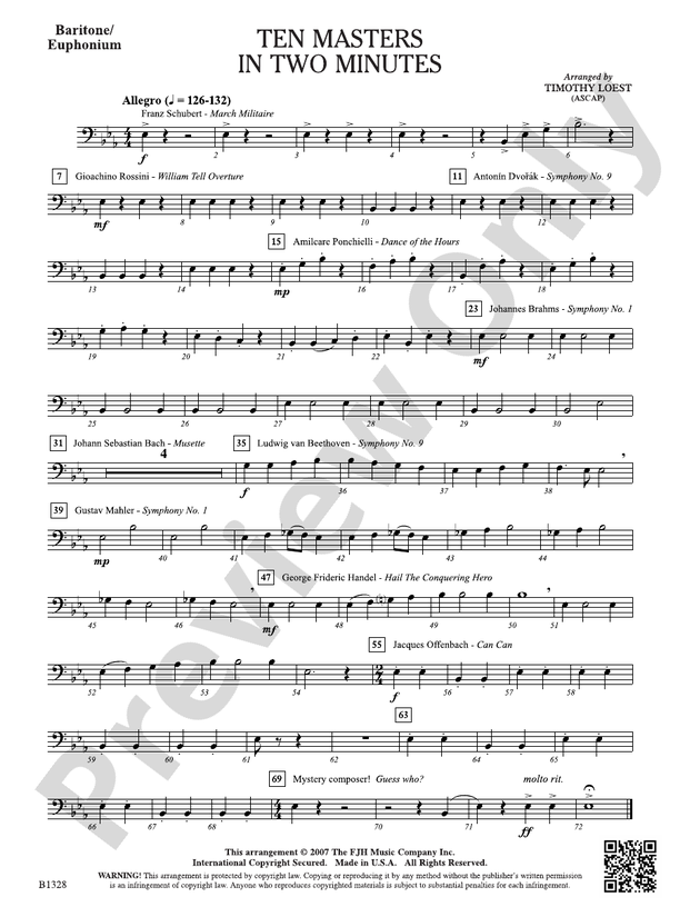 Ten Masters in Two Minutes Baritone/Euphonium Baritone/Euphonium Part