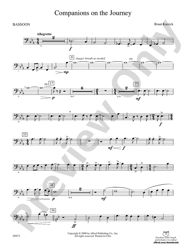 Companions on the Journey Bassoon Bassoon Part Digital Sheet Music