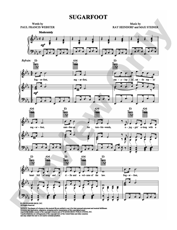 Sugarfoot: Piano/Vocal/Chords: Max Steiner - Digital Sheet Music Download