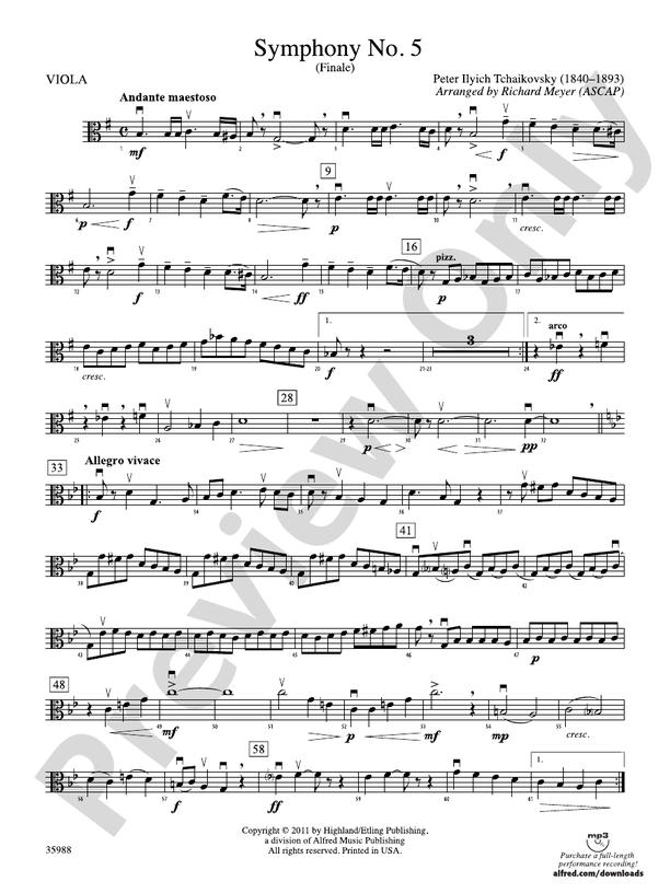 Symphony No. 5: Viola: Viola Part - Digital Sheet Music Download
