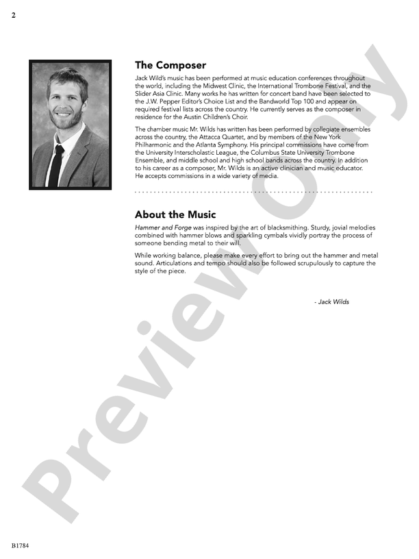 Hammer and Score Jack Wilds Digital Sheet Music Download