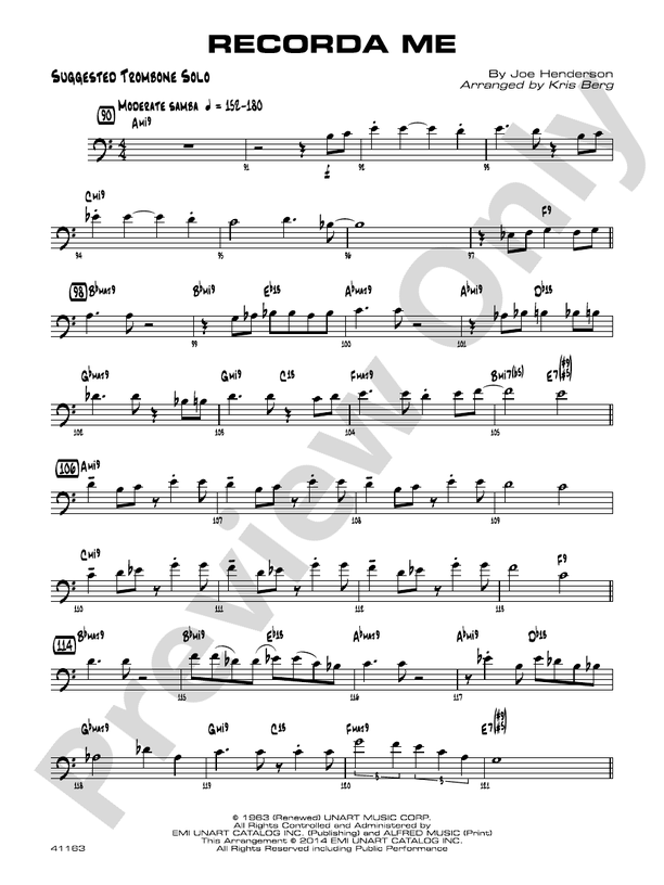 Recorda me Suggested Trombone Solo Suggested Trombone Solo Part