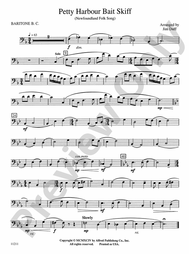 Petty Harbour Bait Skiff Baritone B.C. Baritone B.C. Part Digital Sheet Music Download