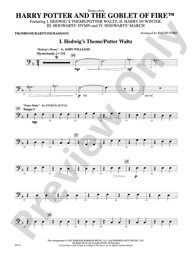 Harry Potter and the Goblet of Fire, Themes from 1st Trombone 1st