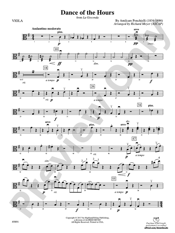 Dance of the Hours Viola Viola Part Digital Sheet Music Download