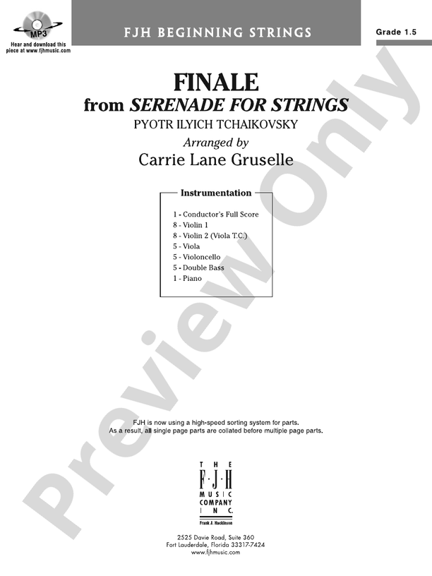 Finale from Serenade for Strings: Score