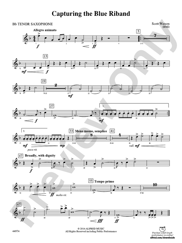 Capturing the Blue Riband: B-flat Tenor Saxophone