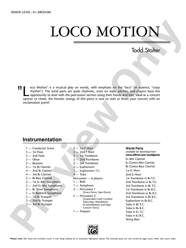 Loco Motion: Score