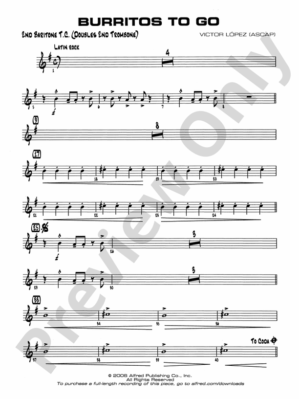 Burritos to Go 2nd Baritone T.C. 2nd Baritone T.C. Part Digital Sheet Music Download