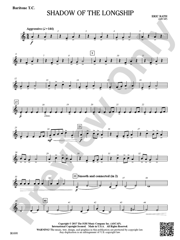 Shadow of the Longship: Baritone T.C.: Baritone T.C. Part: Eric Rath ...