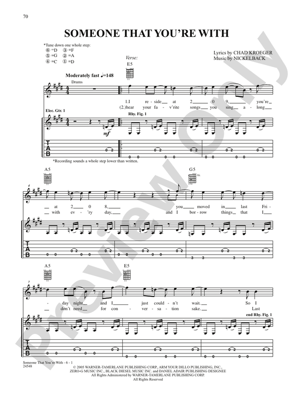 Someone That You're With: Guitar - Digital Sheet Music Download: Nickelback