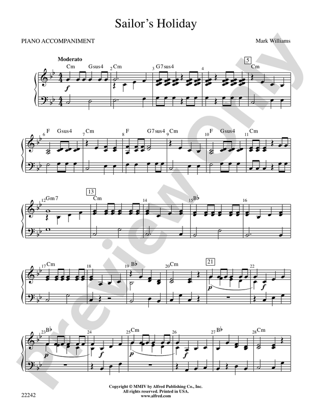 Sailor's Holiday Piano Piano Part