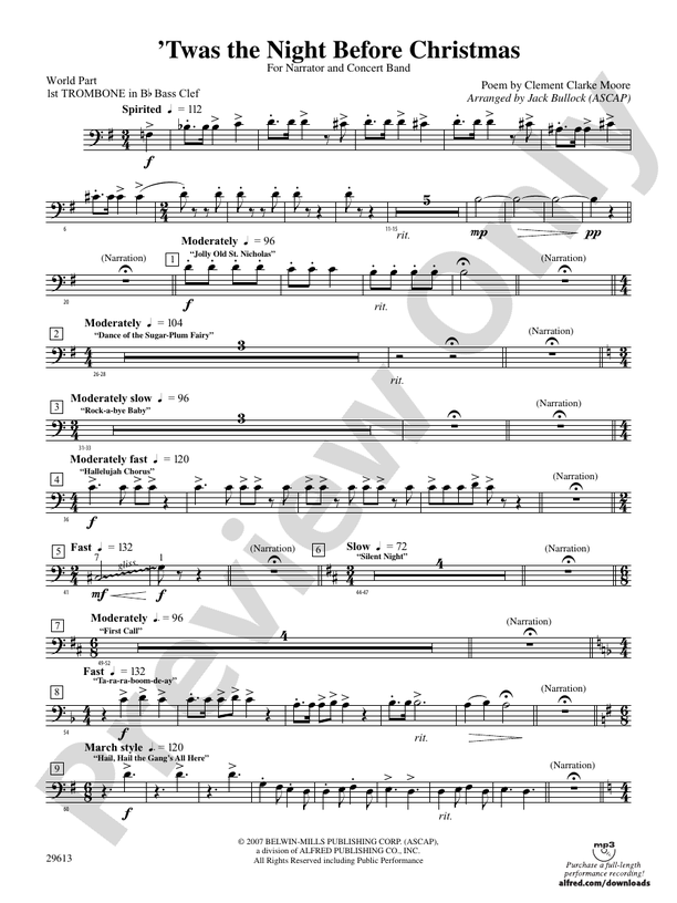 T'was the Night Before Christmas: (wp) 1st B-flat Trombone B.C.: (wp ...