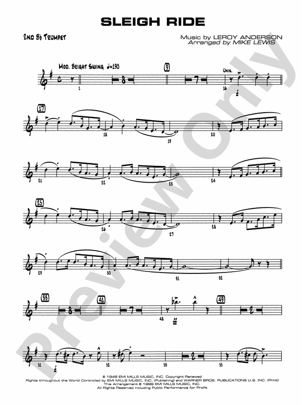 Sleigh Ride: 2nd B-flat Trumpet: 2nd B-flat Trumpet Part