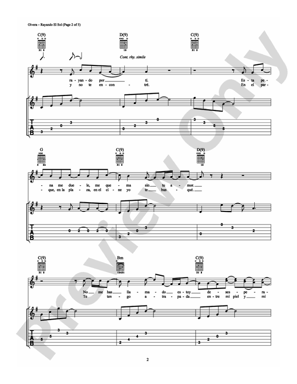 Rayando el Sol: Guitar TAB: Mana - Digital Sheet Music Download