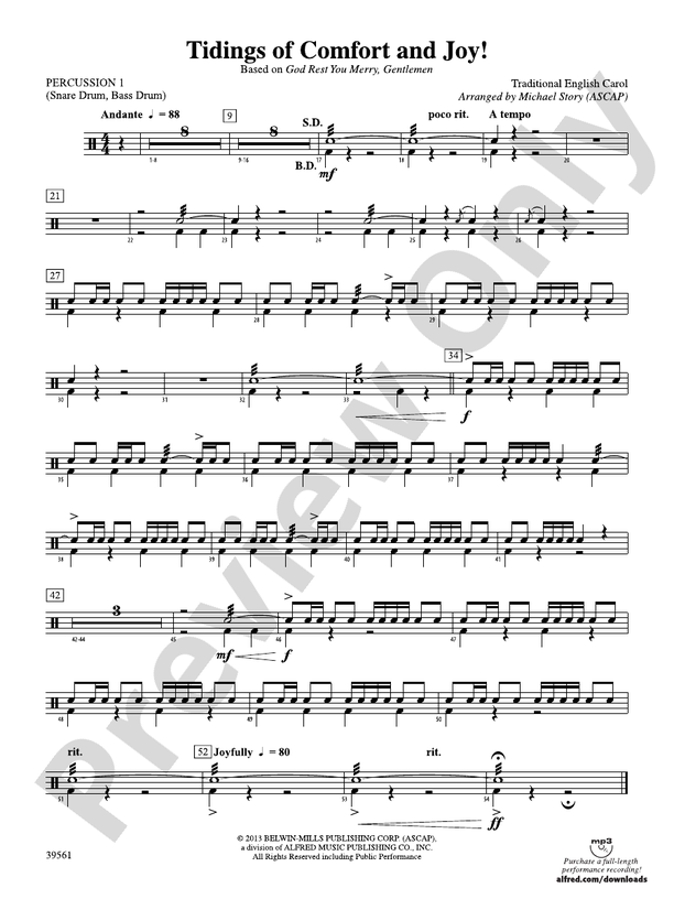 Tidings of Comfort and Joy!: 1st Percussion