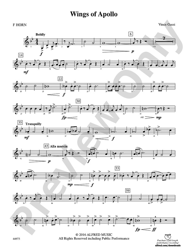 Wings of Apollo 1st F Horn 1st F Horn Part Digital Sheet Music Download