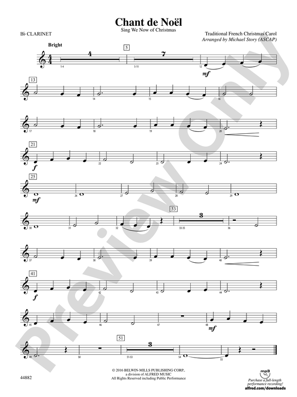 Chant de Noël: 1st Percussion: 1st Percussion Part - Digital Sheet Music  Download