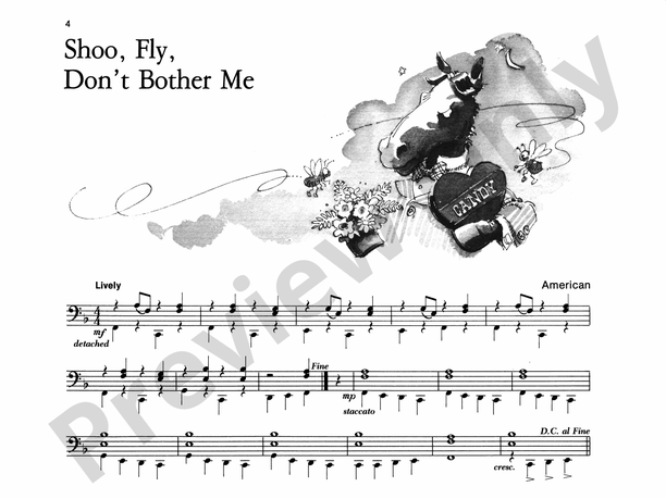 Shoo, Fly, Don't Bother Me - Piano Solo with Lyrics (with Optional Duet Accompaniments)
