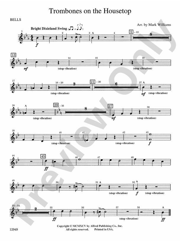 Trombones on the Housetop Bells Bells Part Digital Sheet Music Download