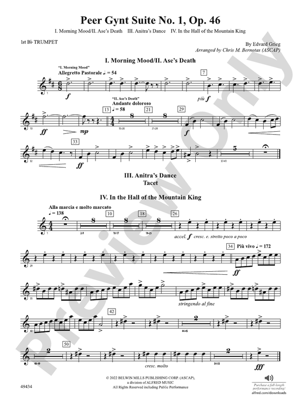 ジュリエットページ Peer Gynt Suite No.1, Op. 46: 1st B-flat Trumpet: 1st B-flat