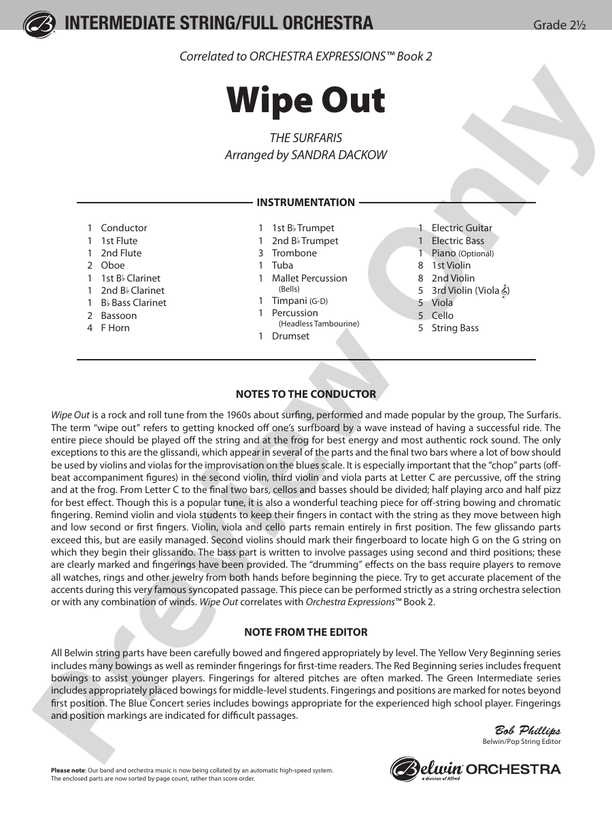 Wipe Out: Score: Full Orchestra Score - Digital Sheet Music Download