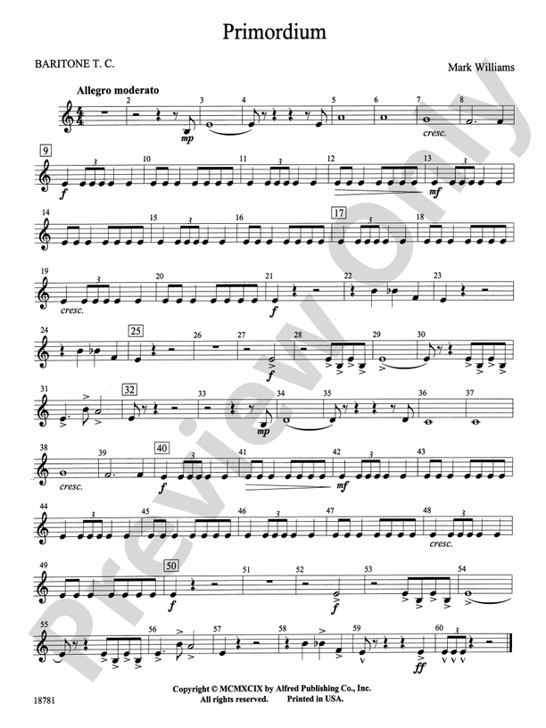 Primordium: Baritone T.C.: Baritone T.C. Part - Digital Sheet Music ...