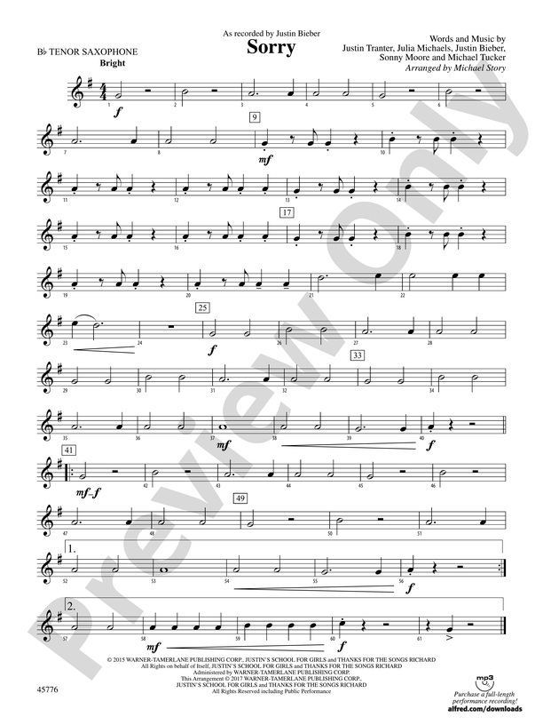 Song Worksheet: Sorry by Justin Bieber