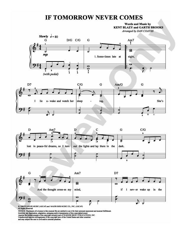 If Tomorrow Never Comes: Easy Piano: Garth Brooks - Digital Sheet Music ...