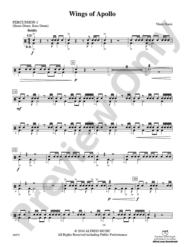 Wings of Apollo 1st Percussion 1st Percussion Part Digital Sheet