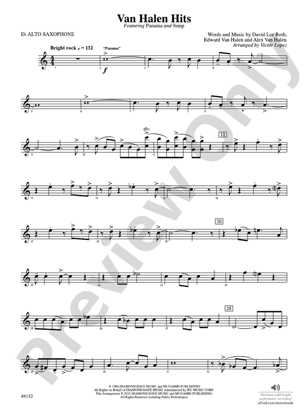 Van Halen Hits: E-flat Alto Saxophone: E-flat Alto Saxophone