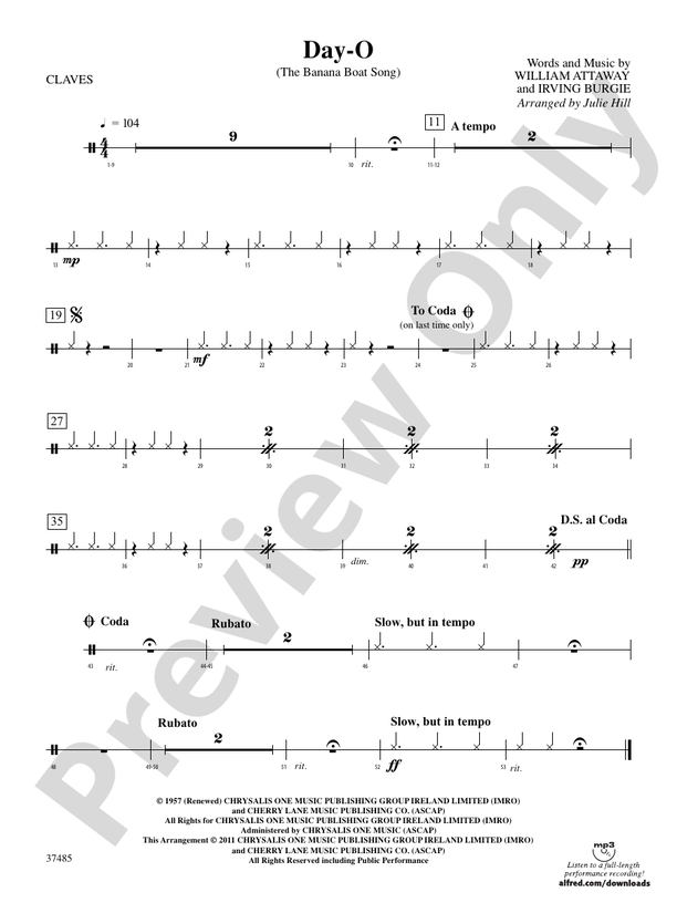 DayO (The Banana Boat Song) 7th Percussion 7th Percussion Part