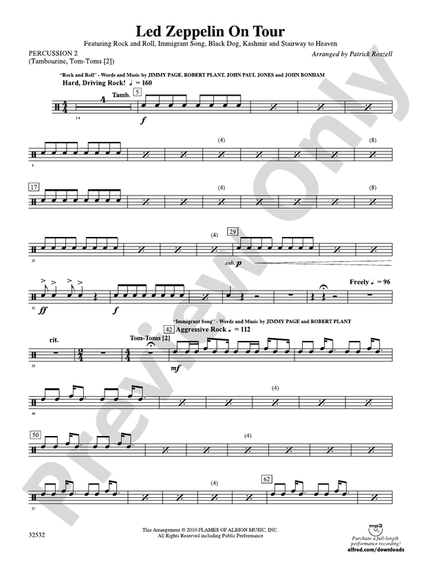 Led Zeppelin on Tour 2nd Percussion 2nd Percussion Part Digital Sheet Music Download