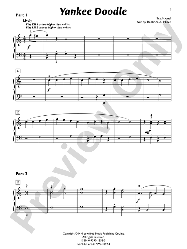 Yankee Doodle - Piano Trio (1 Piano, 6 Hands)