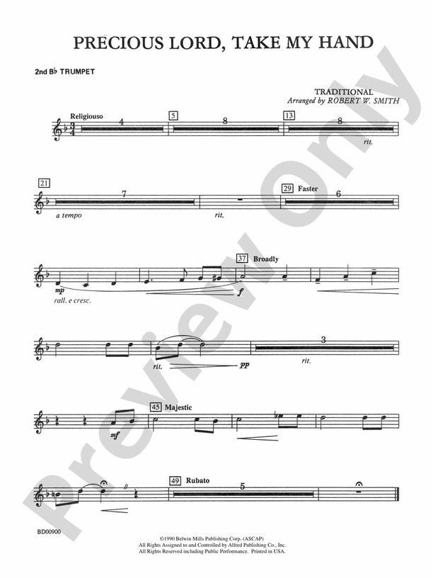 Precious Lord, Take My Hand: 2nd B-Flat Trumpet: 2nd B-Flat.